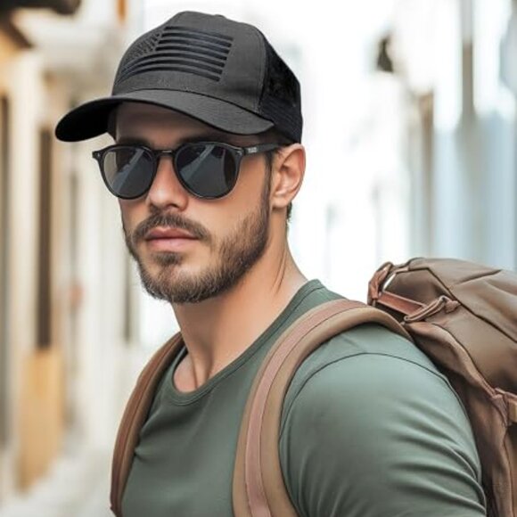 American Flag Trucker Hat Snapback Baseball Cap Breathable Mesh Adjustable - Picture 5 of 8